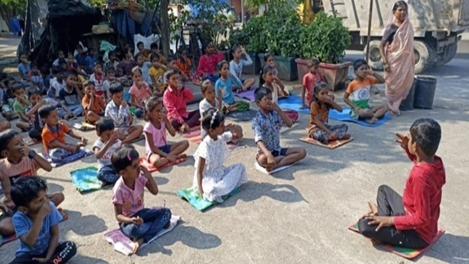 COMMUNITY UPLIFT: Yoga session at our Mahatma Gandhi Nagar Quarry community centre