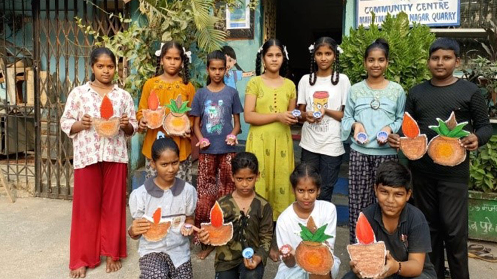 COMMUNITY UPLIFT: Lantern-making Diwali activity at our Mahatma Gandhi Nagar Quarry community centre