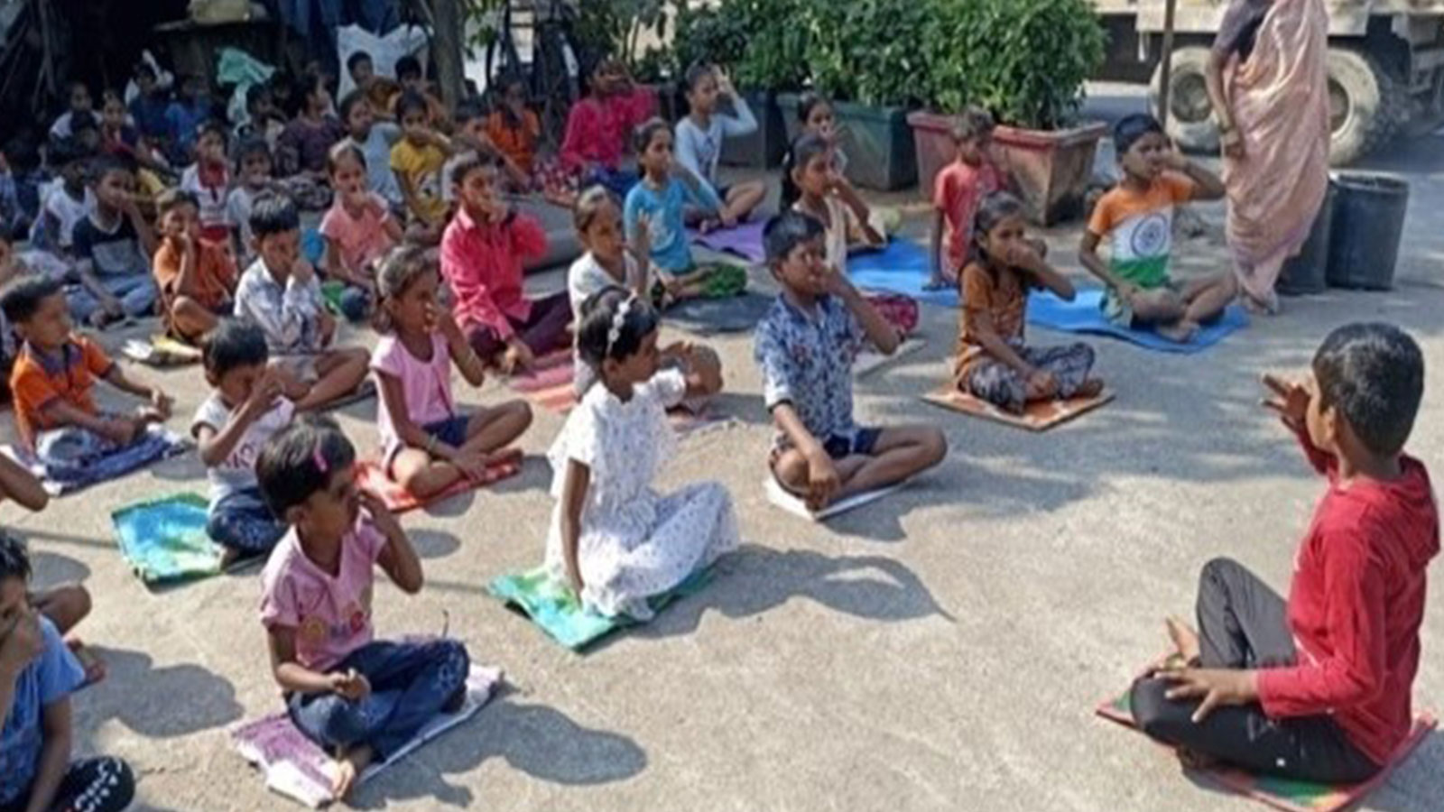 EDUCATION: Yoga class at our D.R. Patil Quarry community centre